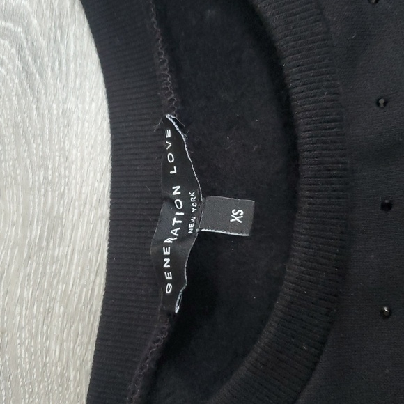 Generation Love Black Tara Jeweled Puff Sleeve Sweater Size Xs Very Gently Used - Picture 7 of 11